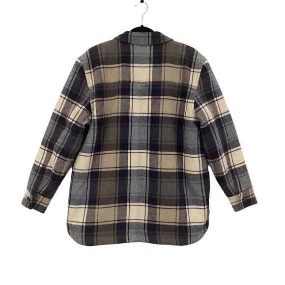 Jenni Kayne Shearling Farmhouse Jacket Wool Plaid Navy XL – Rare Sold Out - Picture 6 of 13